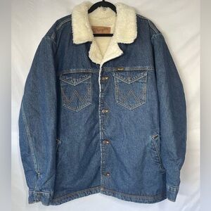WRANGLER MENS ABBEY STONE SHERPA LINED DENIM JACKET XL NWOT